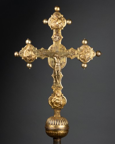 Croix de procession double face, XVe siècle Lombardie - Art sacré, objets religieux Style Moyen Âge