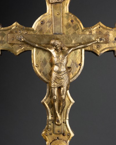 Art sacré, objets religieux  - Croix de procession double face, XVe siècle Lombardie