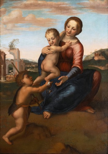 17th century Italian school, The Virgin and Child with St John the Baptist - Paintings & Drawings Style 