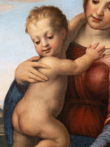 Antiquités - 17th century Italian school, The Virgin and Child with St John the Baptist