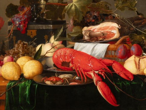 Paintings & Drawings  - Still life with lobster, ham &amp; fruits, studio of Jan Dz. de Heem(1606-1684)