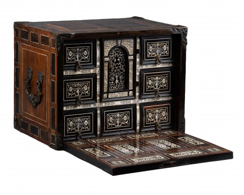 An early 17th c. Italian ebony and ivory inlaid cabinet