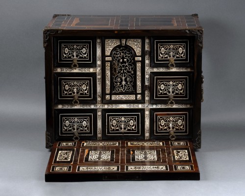 An early 17th c. Italian ebony and ivory inlaid cabinet - 