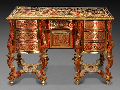 A Louis XIV tortoiseshell and brass Boulle marquetry bureau Mazarin - Furniture Style Louis XIV