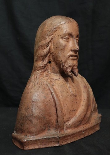 Sculpture Sculpture en Terre cuite - Buste du Christ en terre cuite, Toscane XVIe siècle