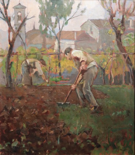 20th century - Giuseppe Mascarini (1877-1954) - Farmer in the garden