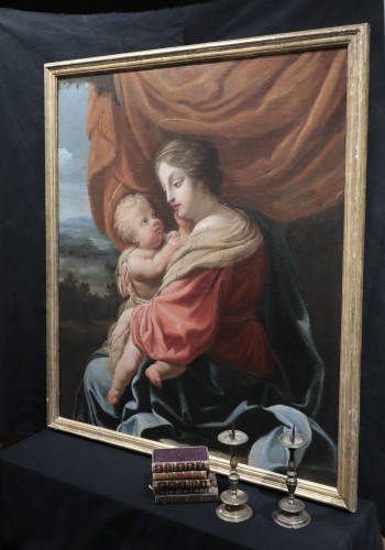 Madone et enfant, peintre français du17e siècle - Tableaux et dessins Style Louis XIV