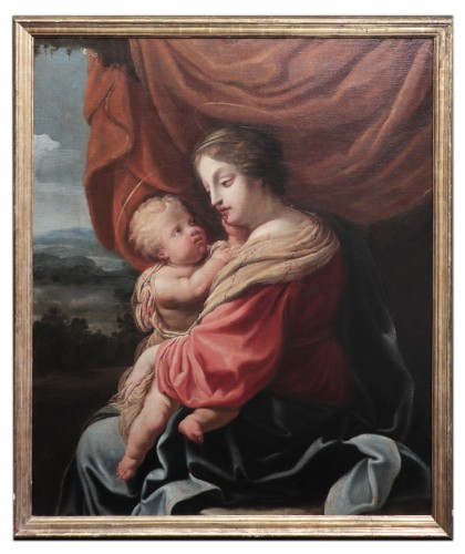 XVIIe siècle - Madone et enfant, peintre français du17e siècle