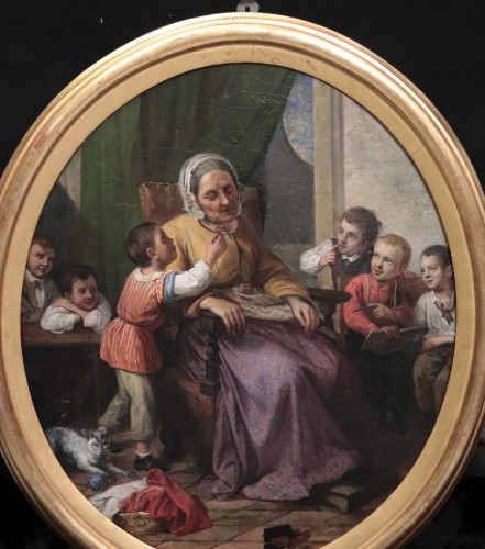 Paintings & Drawings  - Italian Painter, 19th Century, Family Scene