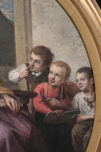 Scène de famille, peintre Italien du 19e siècle - Numero 7 Antiquariato