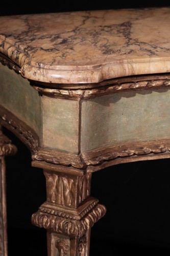 Console en bois laqué doré, Toscane 18e Siècle - Mobilier Style Louis XVI