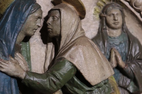 XIXe siècle - Haut-relief en terre cuite, « Madone de la Visitation », 19e siècle