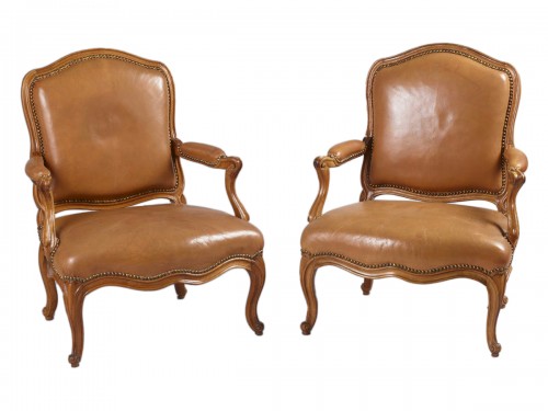 Pair of Louis XV fauteuils stamped Gourdin - Ref.101938
