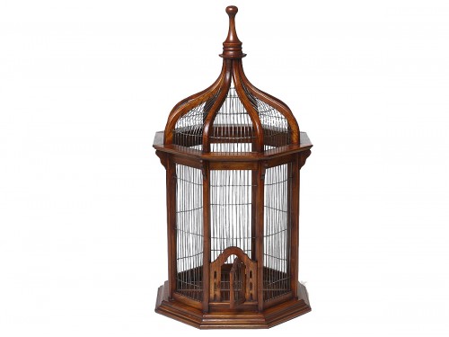 Cage à oiseaux en acajou du XIXe siècle