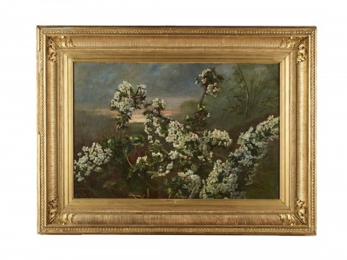 Branche de cerisier en fleurs - Alfred Emile Méry (1824-1896)  - Tableaux et dessins Style 