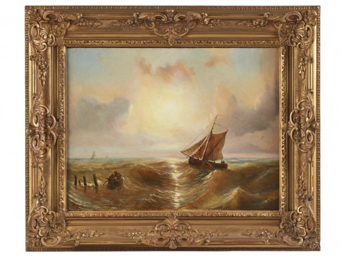 Théodore Gudin (1802-1880) - Embarcations sur mer agitée