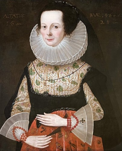 17th Century English School - Portrait Of A Woman Dated 1624