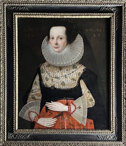 17th century - 17th Century English School - Portrait Of A Woman Dated 1624