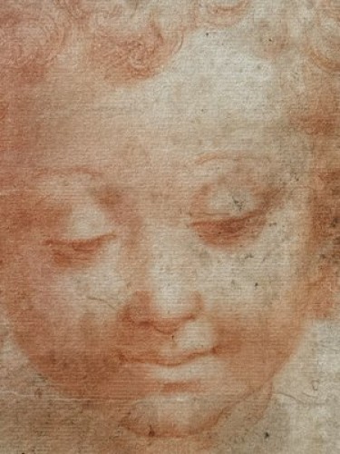 Paintings & Drawings  - Michelangelo Anselmi (d.1554) Red Chalk Drawing of a Childs Face 