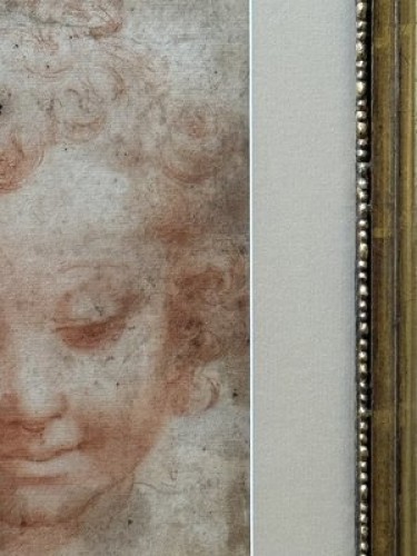 Michelangelo Anselmi (d.1554) Red Chalk Drawing of a Childs Face  - 