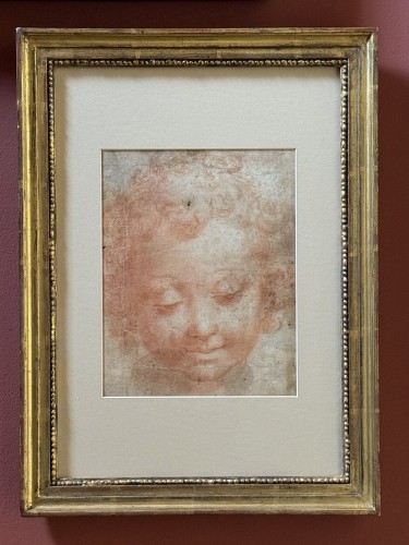 Michelangelo Anselmi (d.1554) Red Chalk Drawing of a Childs Face  - Louis XIV