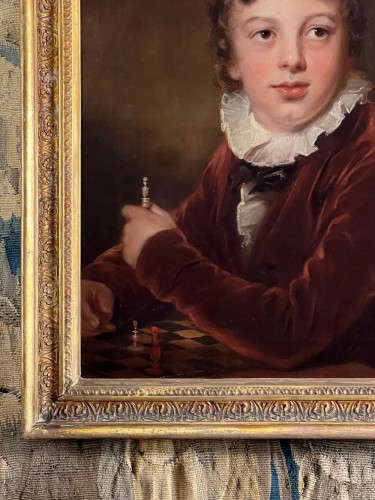 Empire - Portrait de Maître Hull jouant aux échecs - École aglaise  début19e siècle