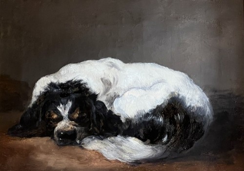 Un épagneul endormi, attribué à Sir Henry Edwin Landseer (1802 - 1873)