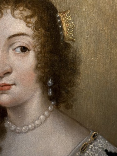 Portrait de de a Reine Henrietta Maria, artiste du cercle de Van Dyck - Tableaux et dessins Style Louis XIV