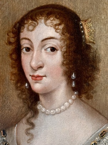 Portrait de de a Reine Henrietta Maria, artiste du cercle de Van Dyck - Period Portraits