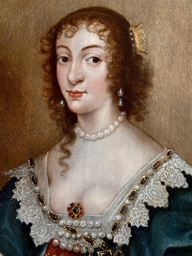 Louis XIV - Portrait de de a Reine Henrietta Maria, artiste du cercle de Van Dyck