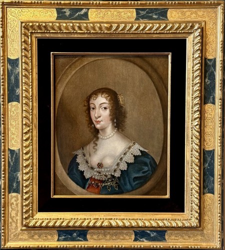 Antiquités - Portrait de de a Reine Henrietta Maria, artiste du cercle de Van Dyck