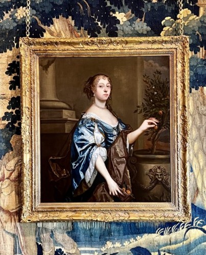 Une dame cueillant des oranges vers 1655, Cercle de Peter Lely - Tableaux et dessins Style Louis XIII