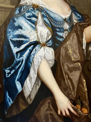 Antiquités - Une dame cueillant des oranges vers 1655, Cercle de Peter Lely