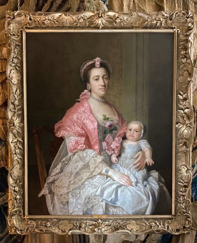 Une dame et son enfant vers 1760, Atelier de Sir Allan Ramsay - Tableaux et dessins Style Louis-Philippe