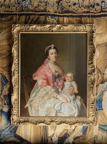 Antiquités - A Lady and her child c.1760, Studio of Sir Allan Ramsay