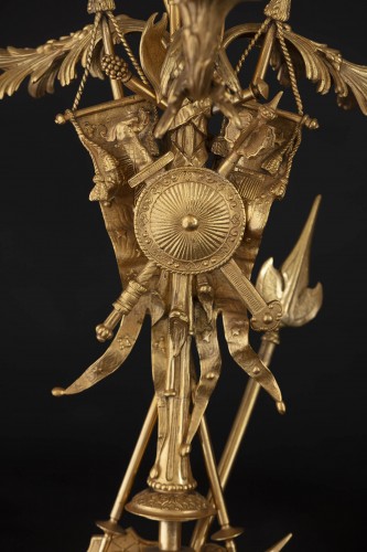 Pair Of Gilded And Chiselled Bronze Candelabra With Three Arms - Lighting Style Napoléon III