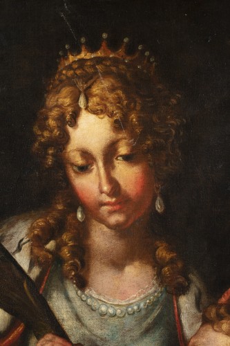 Paintings & Drawings  - Saint Catherine With A Little Angel., Italian school of the 17th century