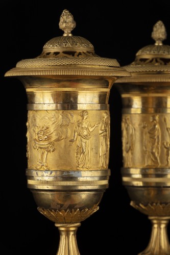Paire de cassolettes en bronze d'époque Empire - Phidias Antiques