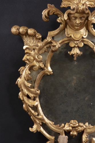 Pair Of Antique Mirrors In Carved And Gilded Wood - Mirrors, Trumeau Style Louis XV