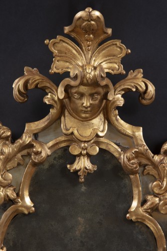 Mirrors, Trumeau  - Pair Of Antique Mirrors In Carved And Gilded Wood