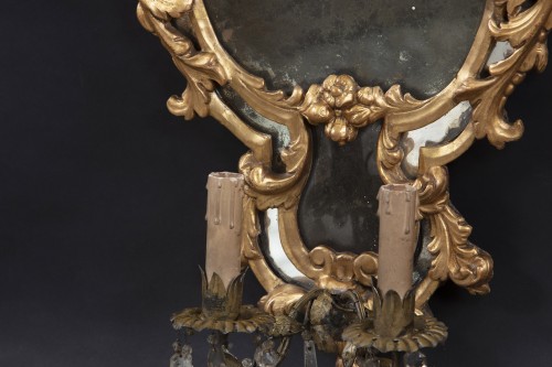 Pair Of Antique Mirrors In Carved And Gilded Wood - 