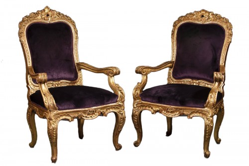 Pair of Louis XV armchairs, Rome second half of the 18th century.