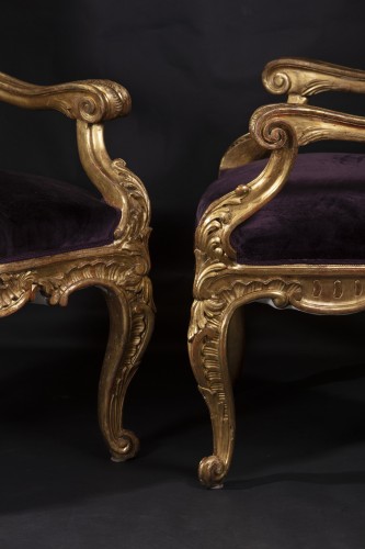 Pair of Louis XV armchairs, Rome second half of the 18th century. - 