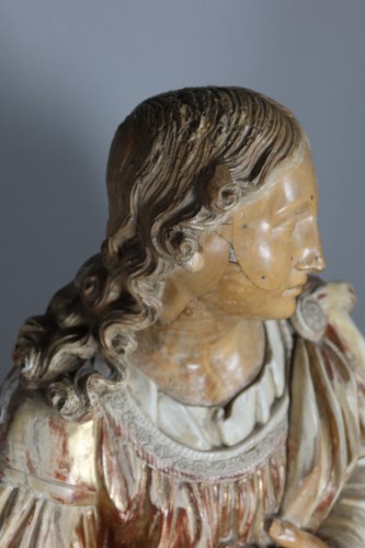 Louis XIV - Grande sculpture du XVIIe siècle en noyer