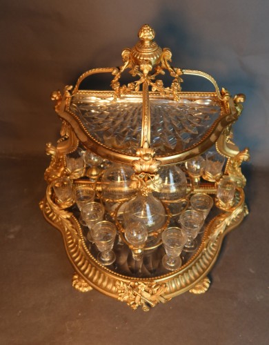 XIXe siècle - Cave à liqueur en cristal et bronze Baccarat