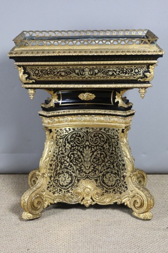 Importante jardinière en marqueterie Boulle époque Napoléon III - Objet de décoration Style Napoléon III