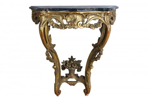 Console Louis XV en bois doré XVIIIe siècle