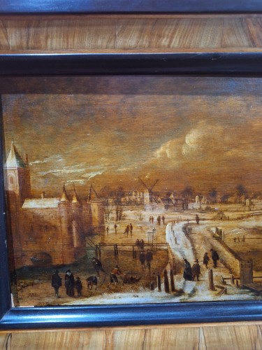 Paintings & Drawings  - Winter landscape, Van der Neer 17th Century