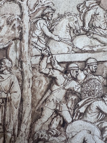 Scène de la colonne de Trajan, École Italienne du XVIe siècle (pirro Ligorio (1513-1583) - Tableaux et dessins Style Renaissance