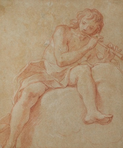 Attribué à Charles Joseph Natoire (1700-1777) Jeune homme jouant de la flute
